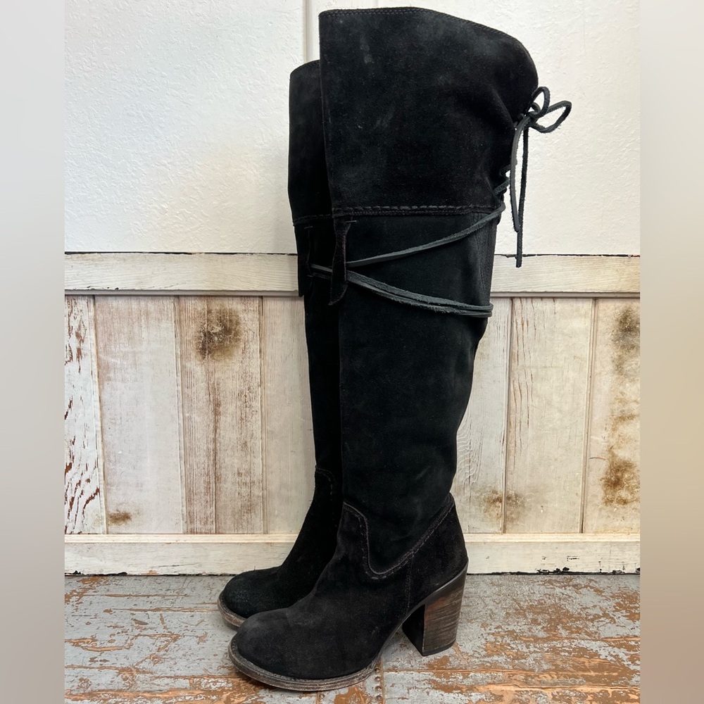 Freebird By Steven Brock Black Suede Over The Knee Boots
